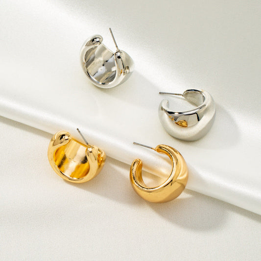Euro-American Simple Wide C-Shaped Earrings