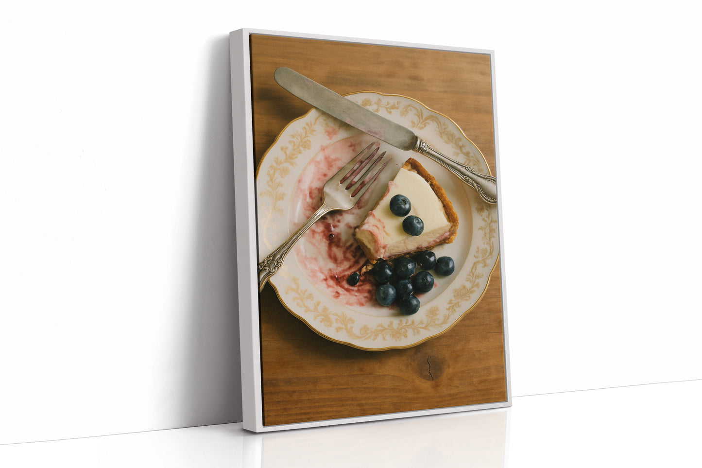 Blueberry Cheesecake on China Plate