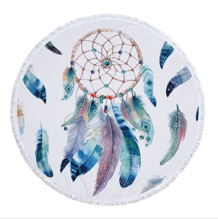 Dream net microfiber round beach towel Yoga pad with tassel