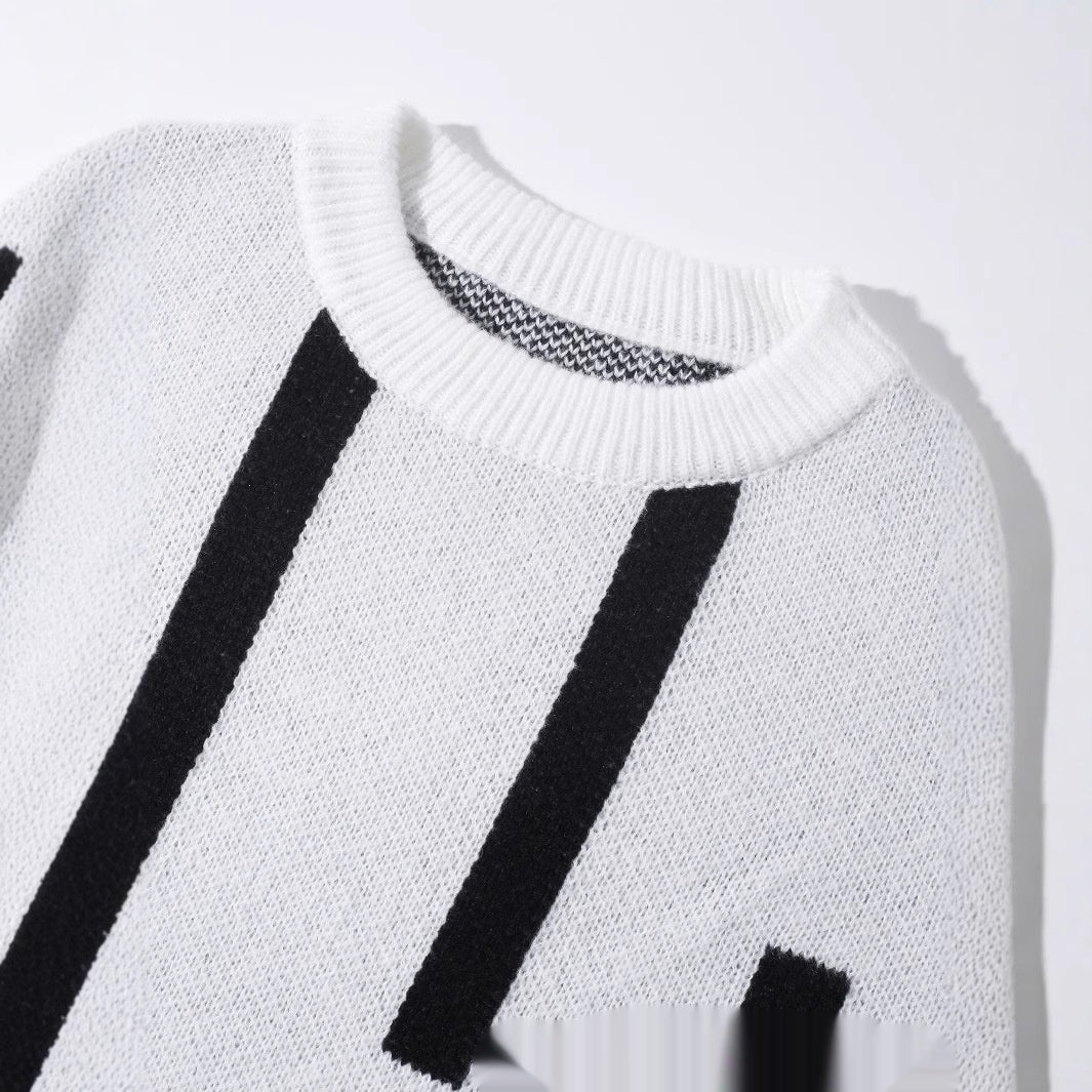New Fallwinter Mens Pullover Color-block Knit Sweater