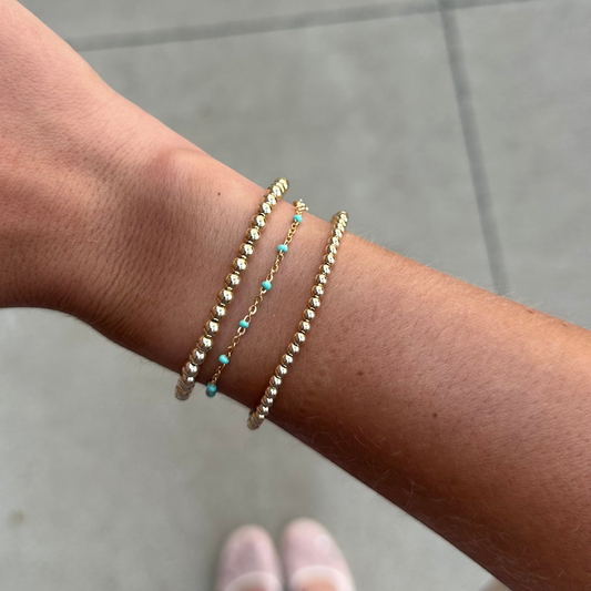Turquoise Daisy + Juno Bracelet Triple Stack (3+4mm)
