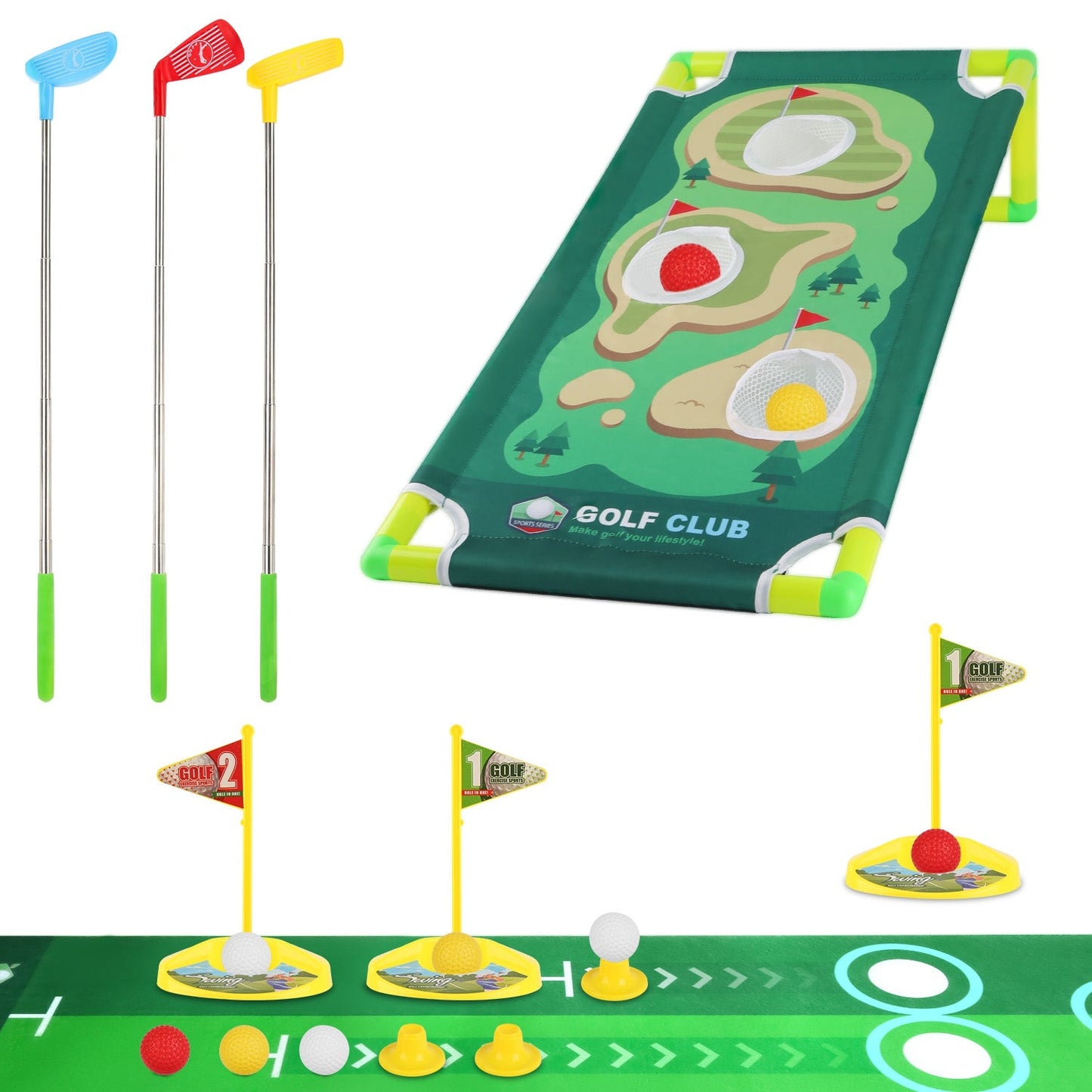 Kleinkind Golfschläger Spielzeug Set für Jungen Mädchen im Alter von 3-8 Jahren mit ausziehbaren Golfschlägern Indoor Outdoor Lernspielzeug für Kinder Golf Sport Geburtstag Weihnachten