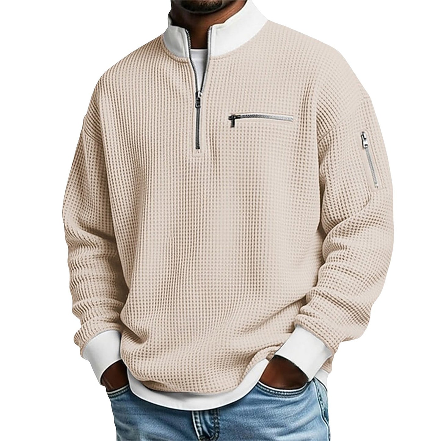 Mens Sports Zip-Up Long-Sleeve Sweatshirt