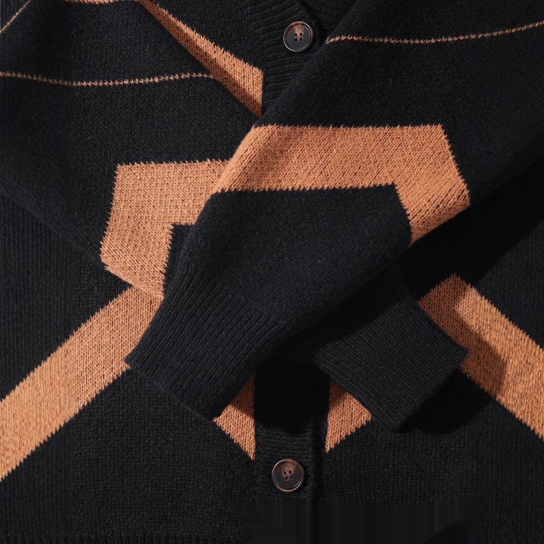 New Fallwinter Mens Long-sleeve Cardigan V-neck Sweater