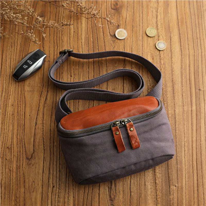 Minimalist Niche Artistic Street-Style Vintage Pure Cotton Canvas Crossbody Bag