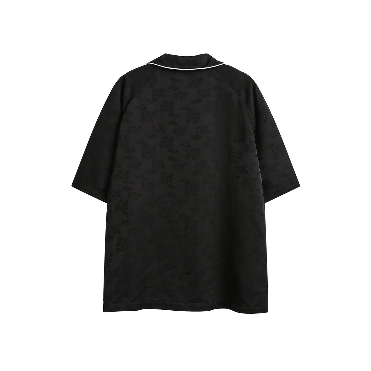 Striped Black Short Sleeve Turn-down Collar Shirt