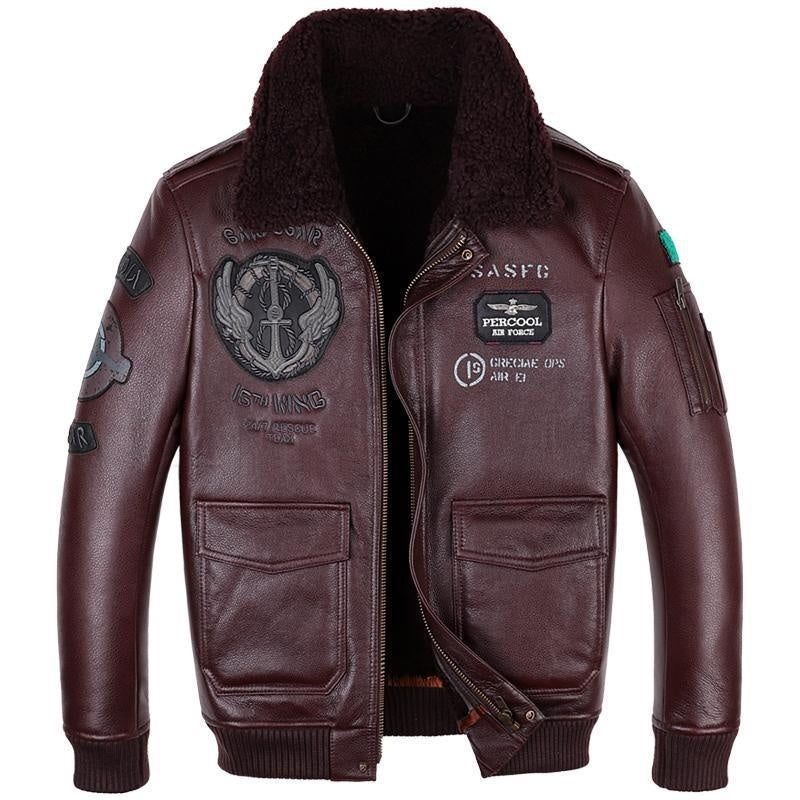 Leather Jacket Flight Suit For Men
