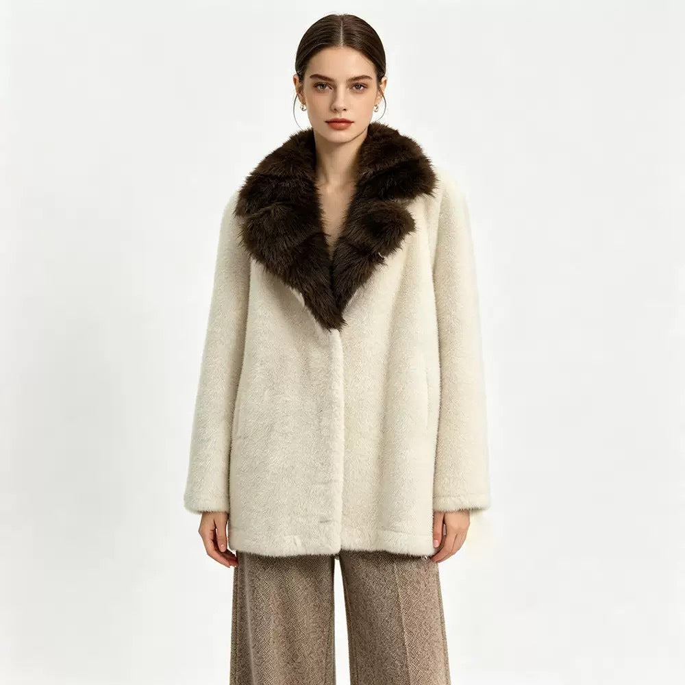 AutumnWinter Fashion Mid-length Coat With A Buttoned Lapel Design