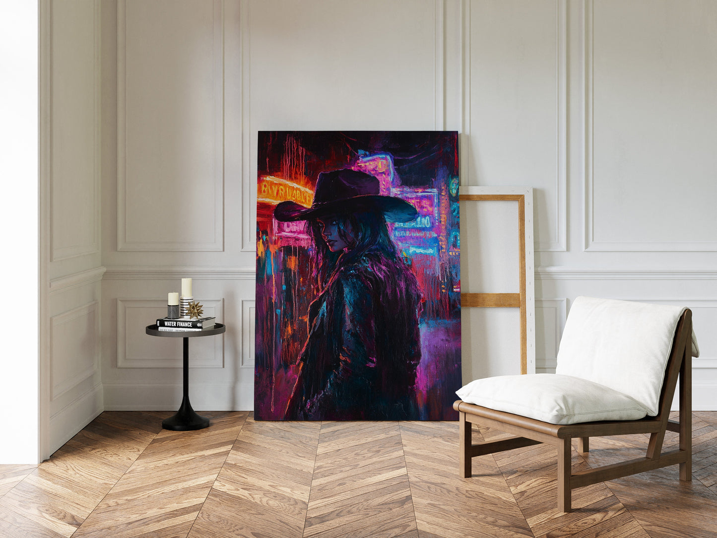 Cowgirl-Noir in Neonlichtern