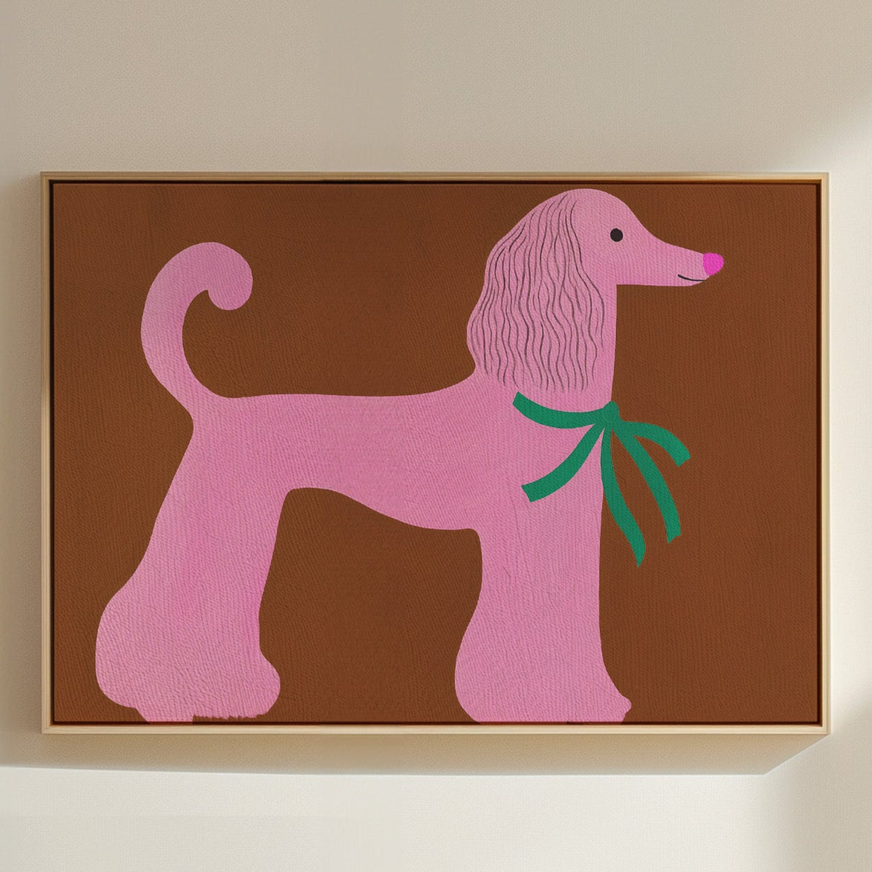 Pink Poodle with a Green Bow