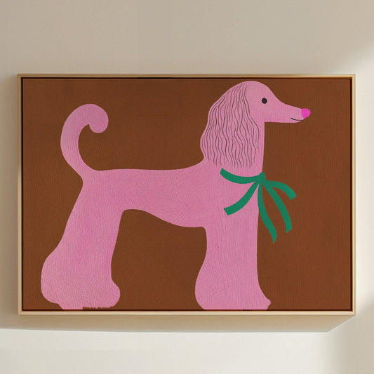 Pink Poodle with a Green Bow
