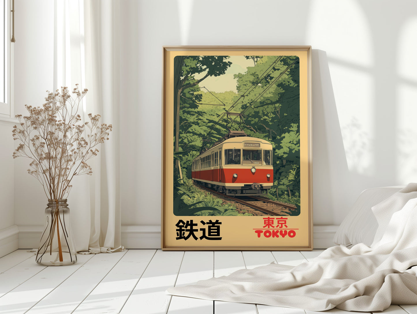 Affiche Rétro Chemin de Fer de Tokyo – Art Mural de Train Japonais, Impression de Voyage Vintage