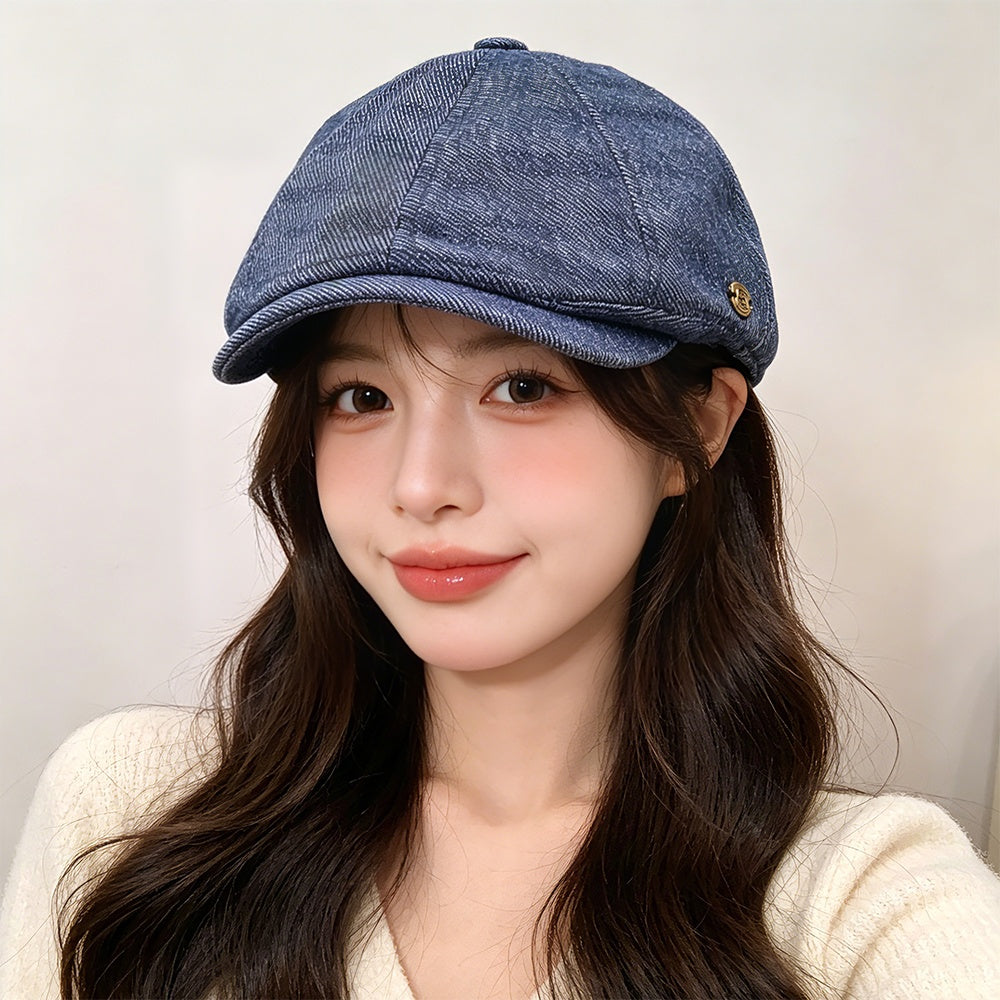 Vintage British Style Weathered Vintage Forward Cap With Letter Round Logo, Simple And Versatile For Casual Wear. Commute Cap With Short Brim, Retro British Style