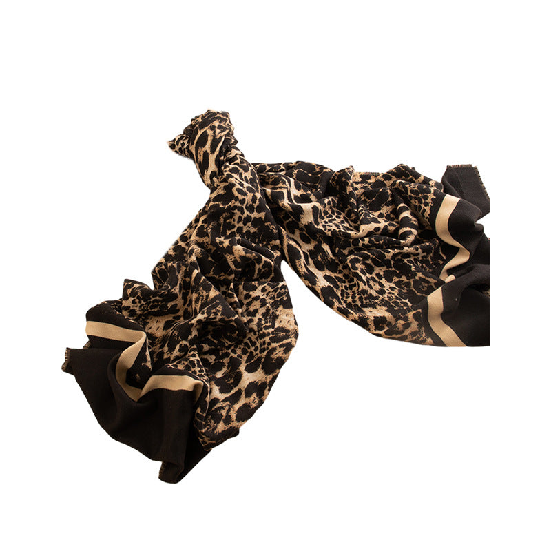 Leopard Print Artificial Cashmere Scarf Women's Warm Scarf Winter
