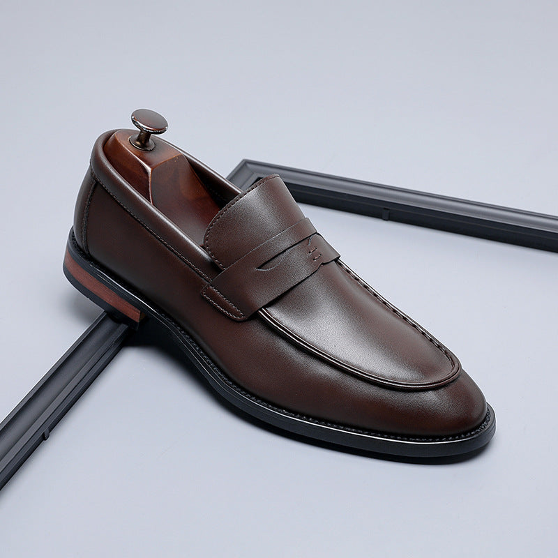 British-style Minimalist Business Formal Slip-on Casual Mens Leather Shoes