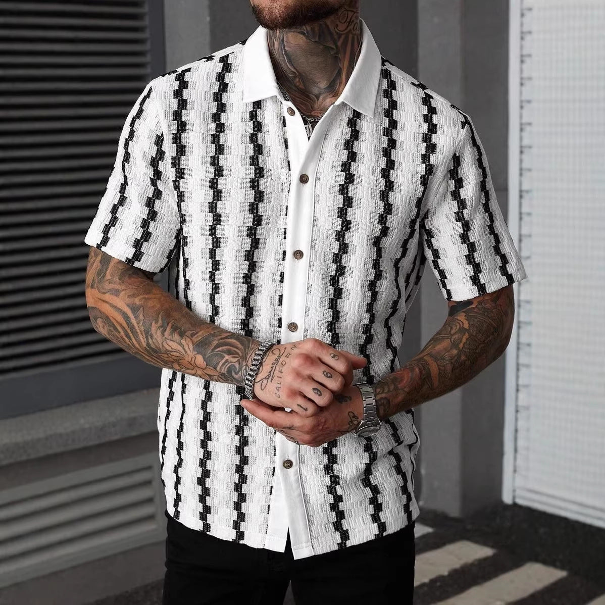 Men's Retro Plaid Knitted Short Sleeve