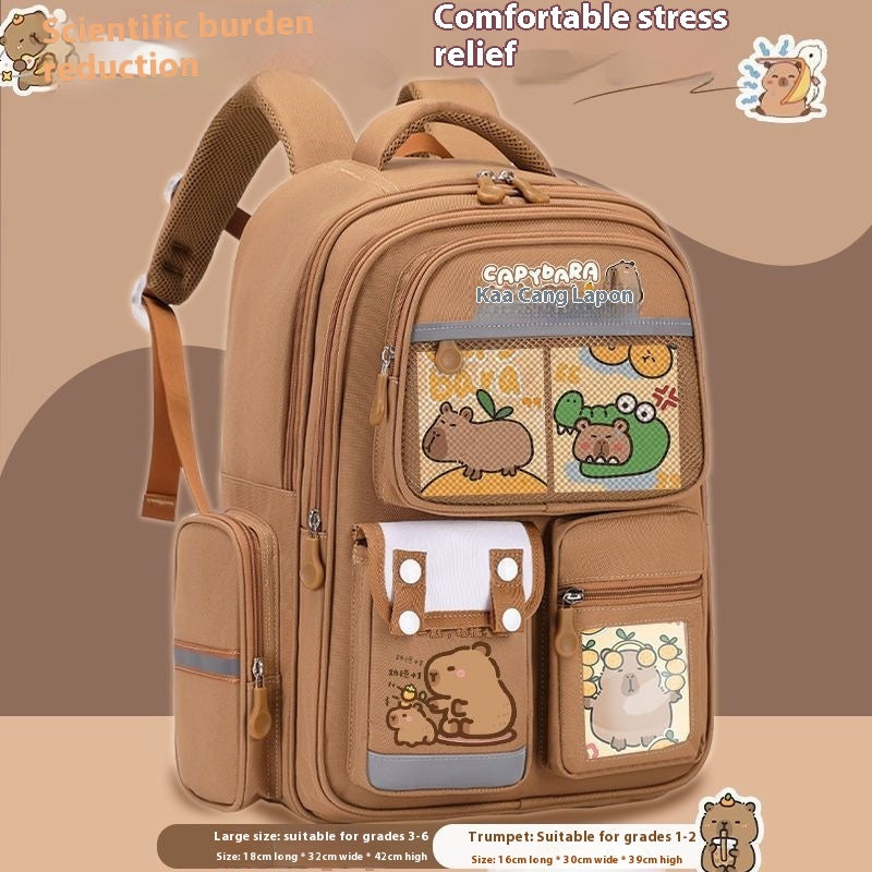 Cartoon Water Dolphin Kapibala Elementary School Backpack