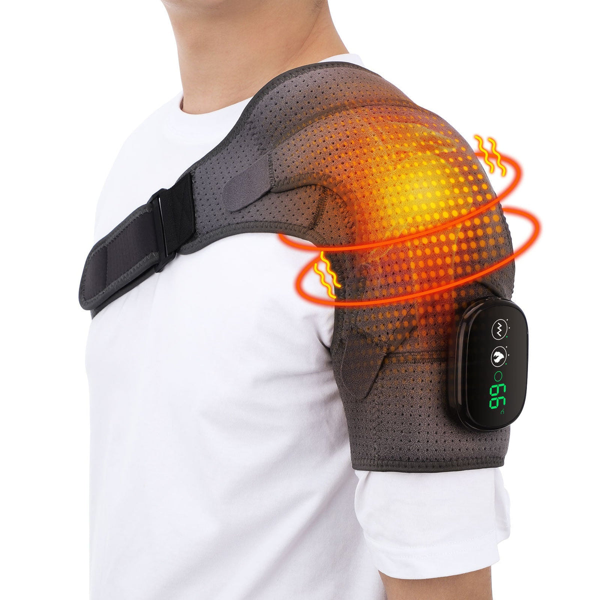 USB Rechargeable Convenient Electric Heating Shoulder Massage Heated Back Shoulder Brace Adjustable Heating Shoulder Massage Belt For Arm Muscle Relaxation