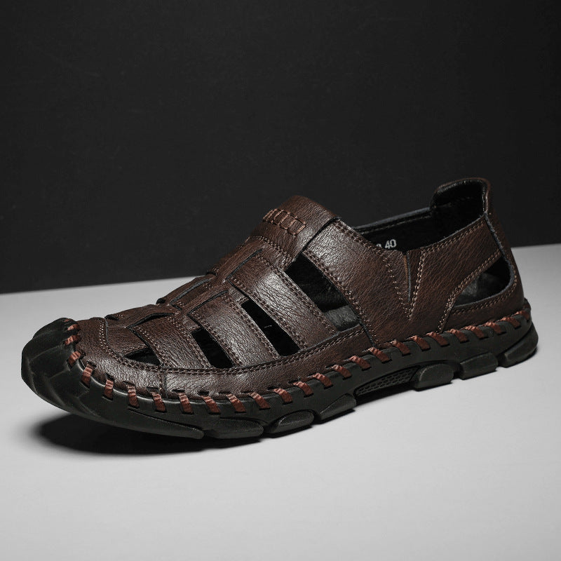 Plus-size Mens Hollow-out Sandals With A Sewn-in Sole