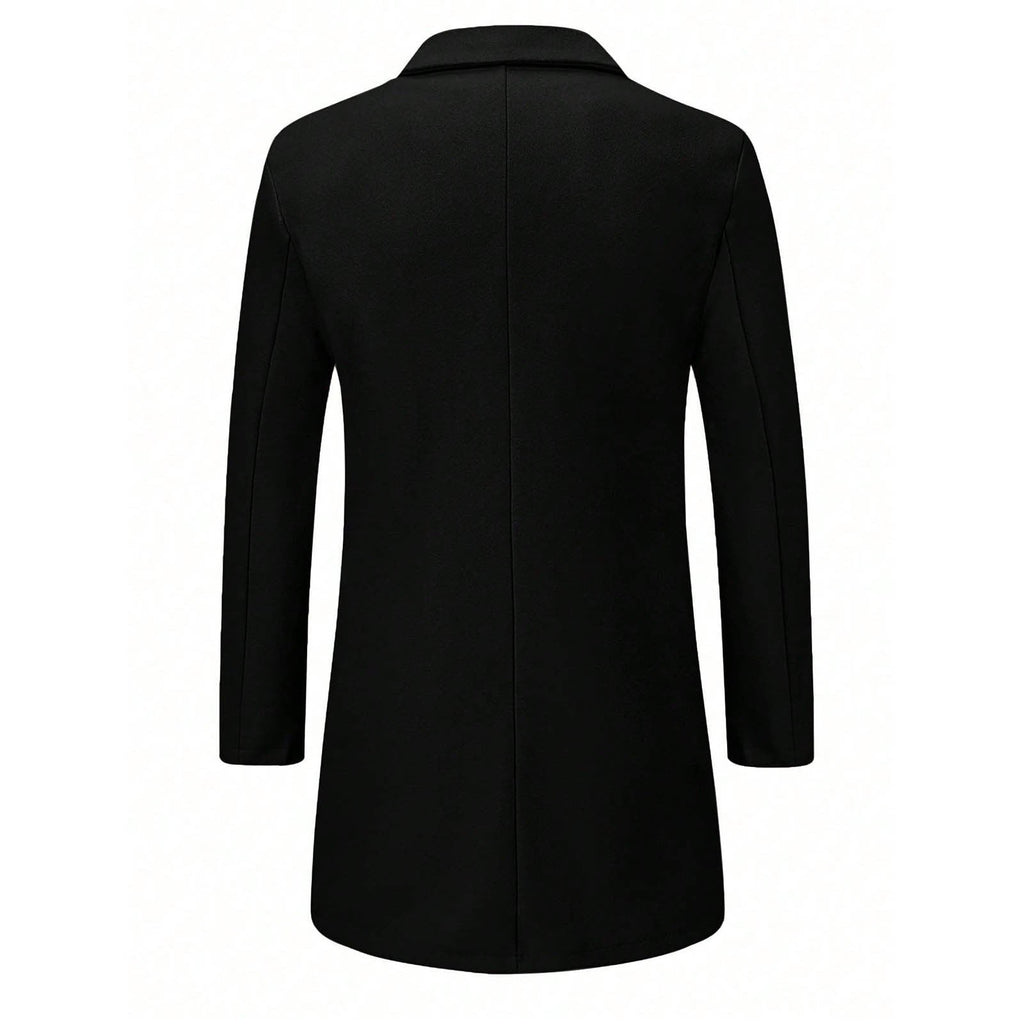 Men's Solid-color Casual Double-breasted Wool Coat