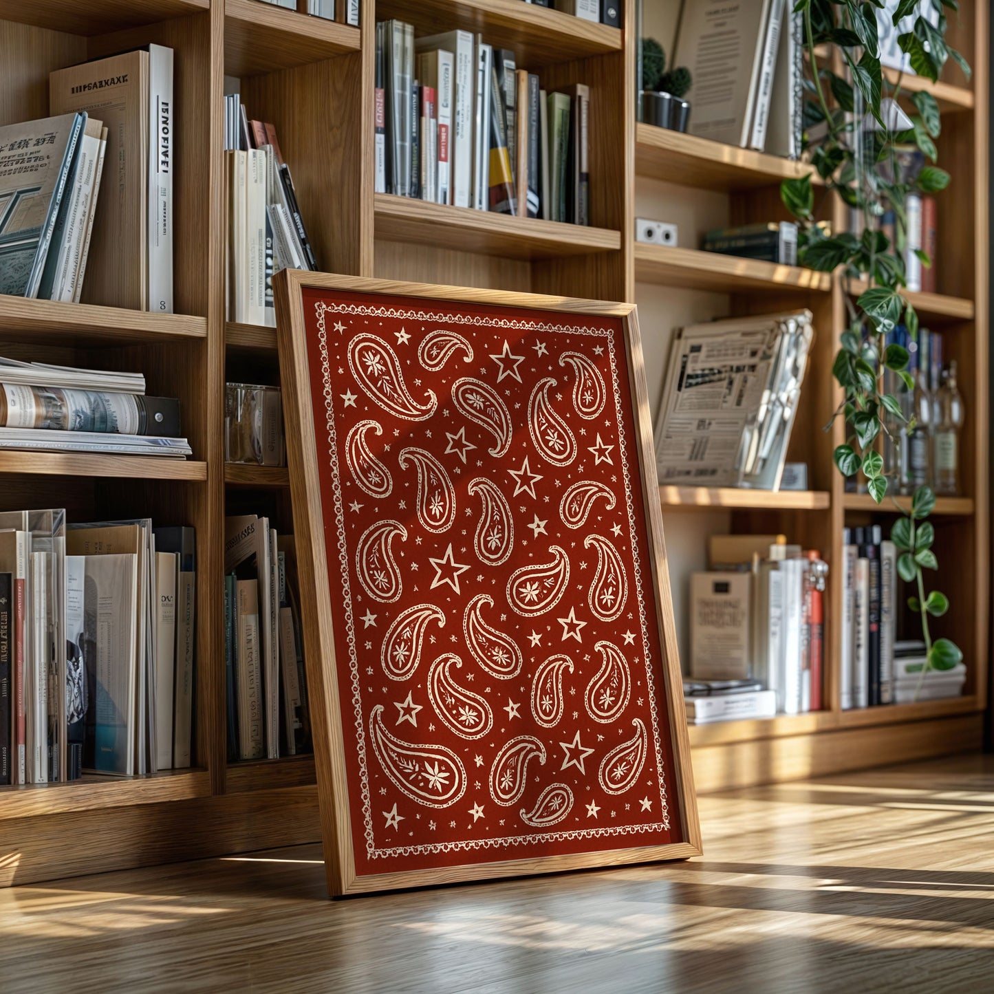 Vintage rotes Bandana mit Sternen und Paisley-Muster