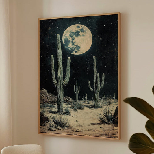 Lumière Lunaire du Désert – Tableau Mural Paysage Nocturne du Sud-Ouest