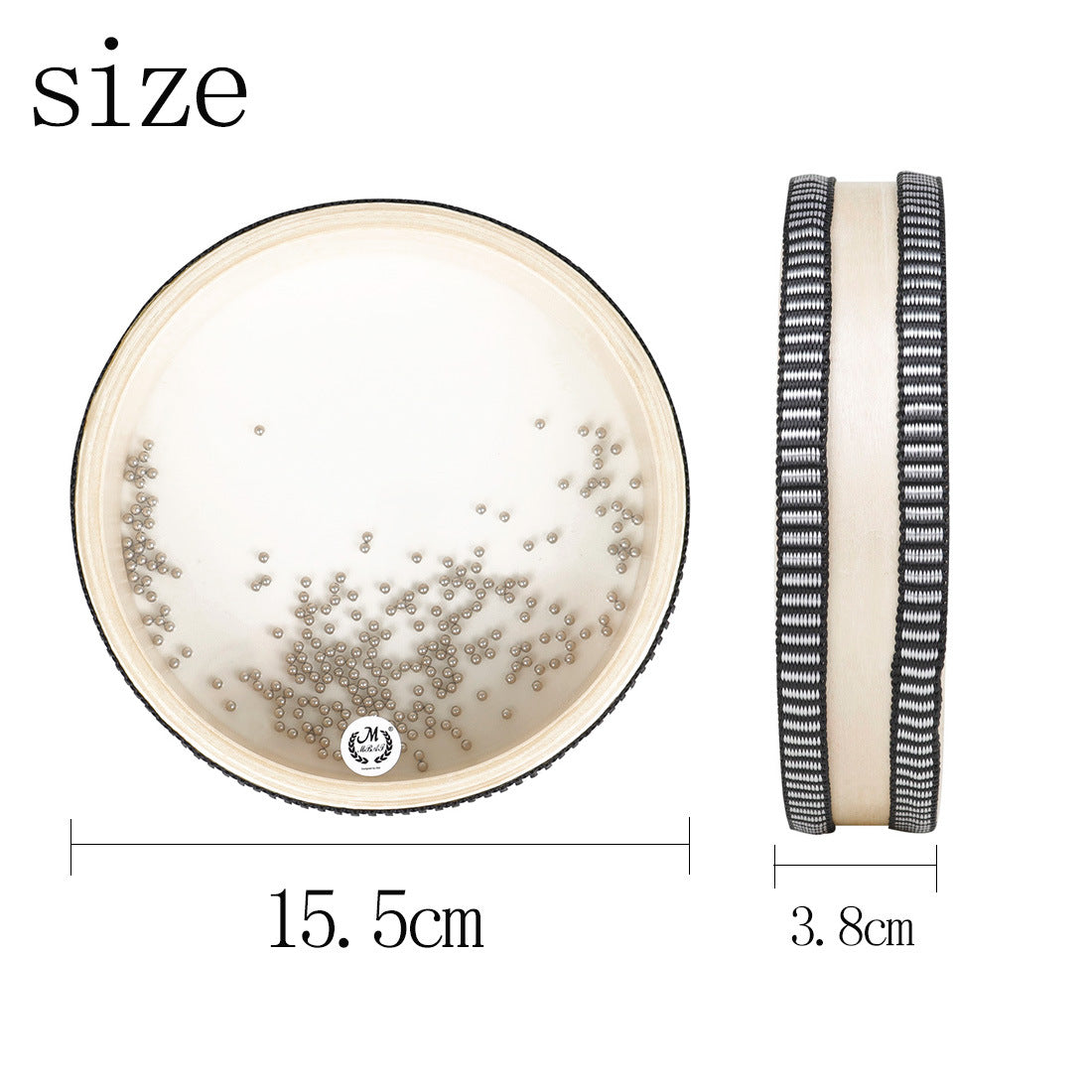 6-inch double-sided transparent wooden black edged wave drum instrument