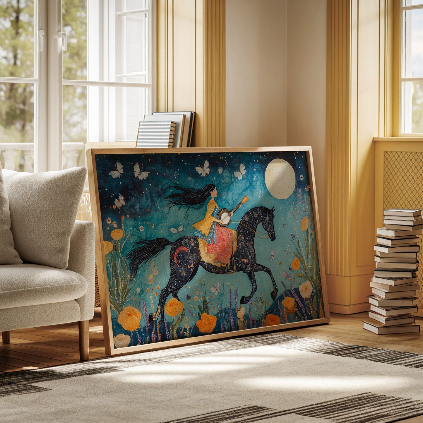 Mélodie au clair de lune à cheval dans la nuit