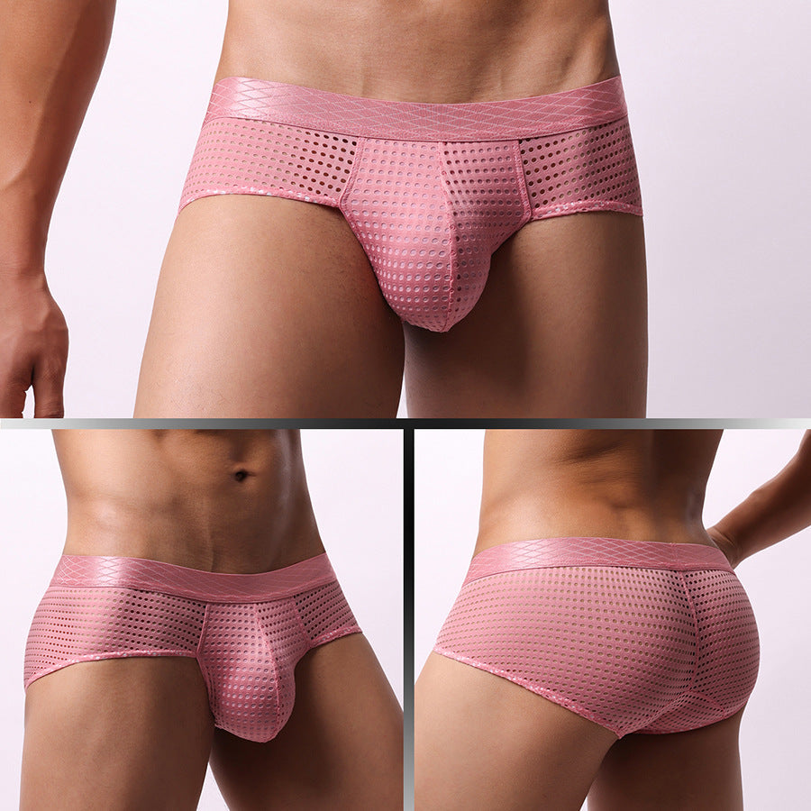 Men's Large Mesh Low Waist Wide Belt Briefs