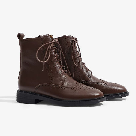 British-style Lace-up Vintage French-style Ankle Boots