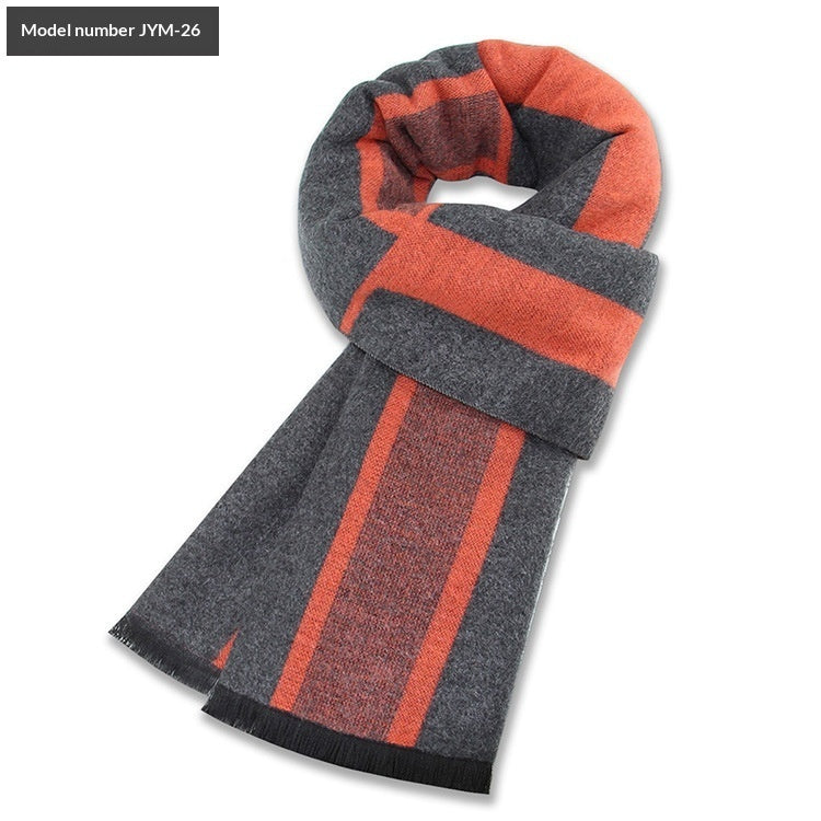 Mens Wool-Blend Plaid Scarf Winter Warmth & Extra Thickness