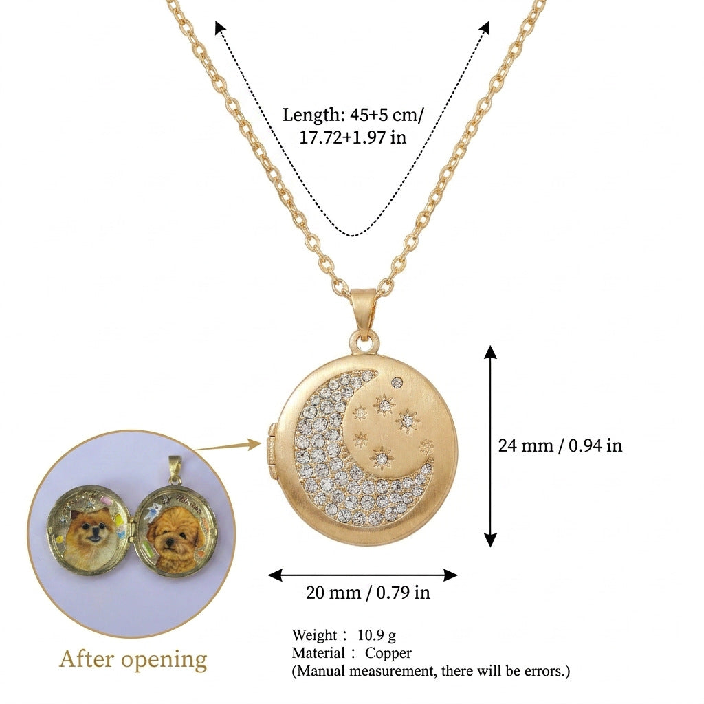 Open-and-Close Album Pendant Moon And Star Necklace