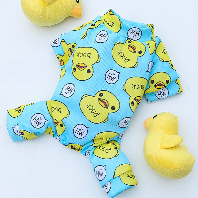 Pet Dog Cat Four-legged Clothes Supplie Duck Cartoon Pajamas Bottoming Out