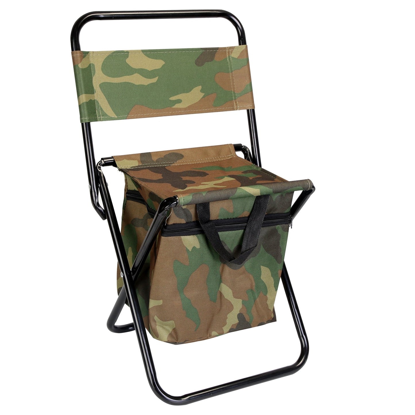 Chaise de pêche pliable avec dossier, sac isotherme intégré, poignée portable, tabouret de pêche léger pour le camping, la randonnée, la chasse