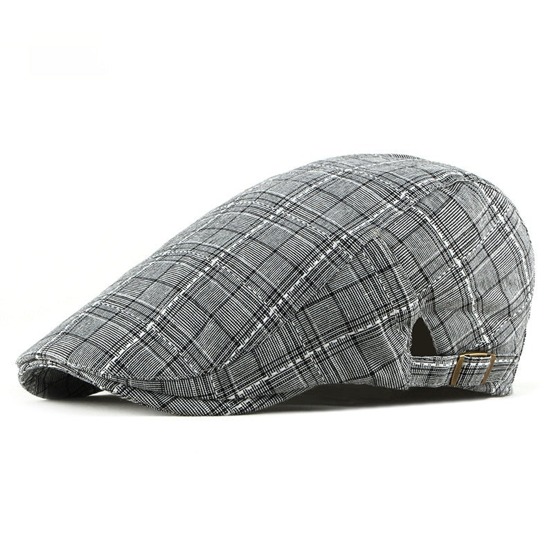 Mens Retro British Gingham Peaked Cap