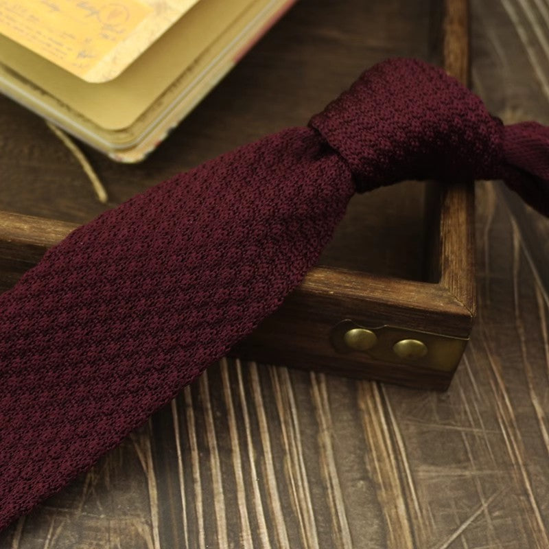 Narrow Woolen College Style Knitted Tie For Men And Women