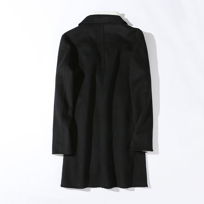 Business Handmade Seamless Wool Trench Coat Long