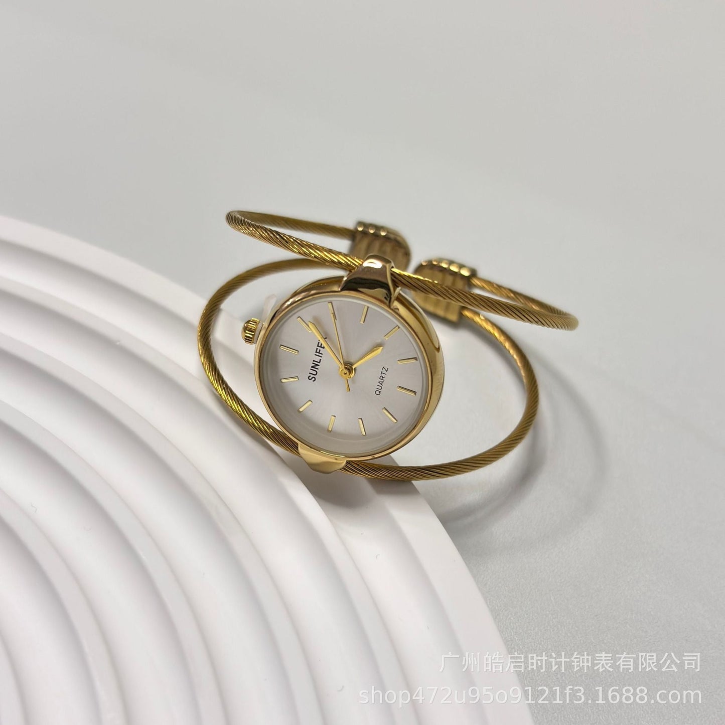 Womens Minimalist Open Bangle Watch