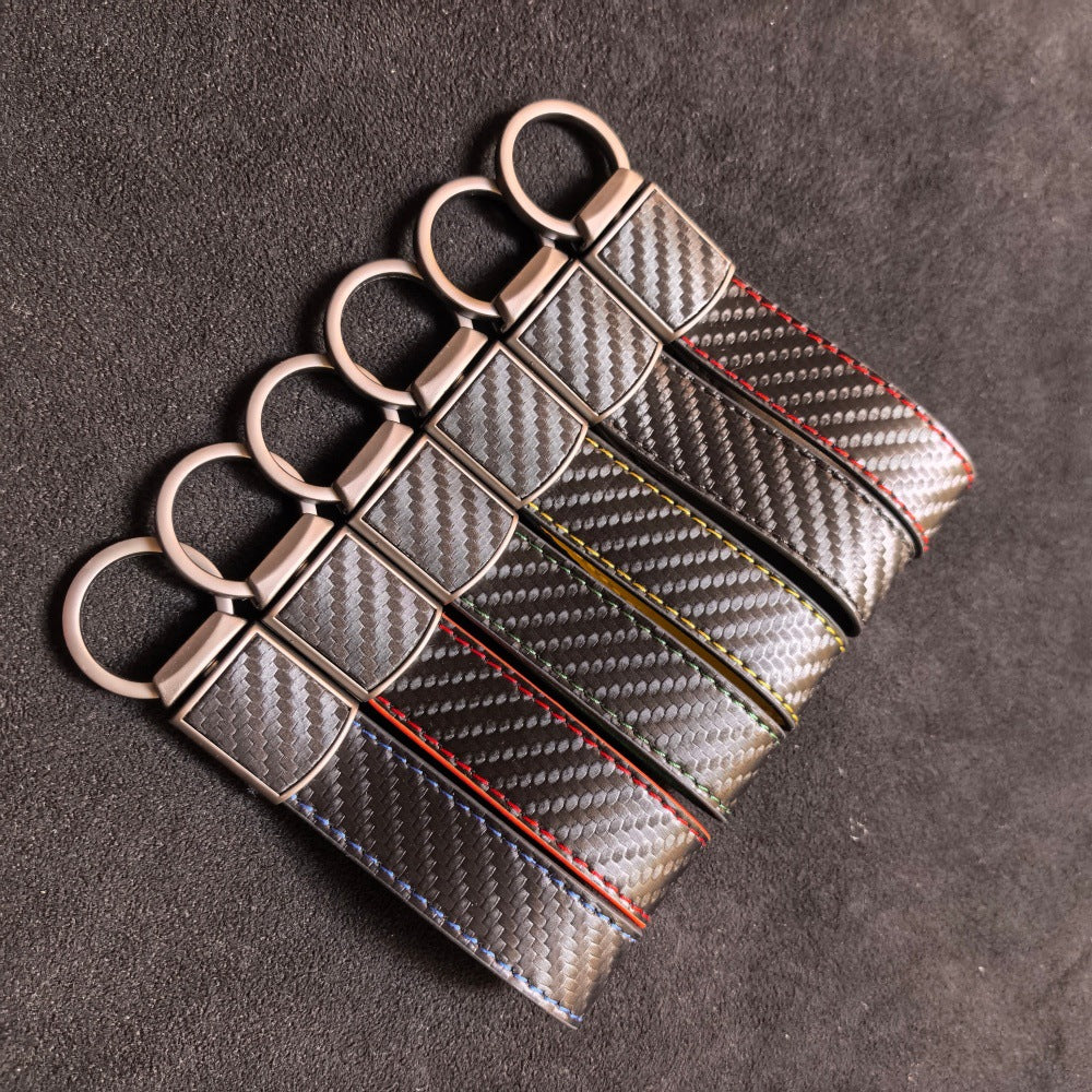 Carbon-fiber-pattern Car Keychain Pendant
