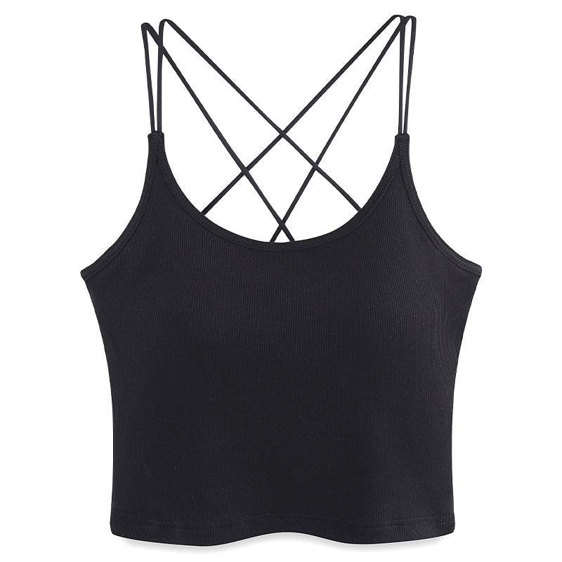 Summer New Sexy Sizzling heat Cross back Sheer strapped Back beauty Camisole