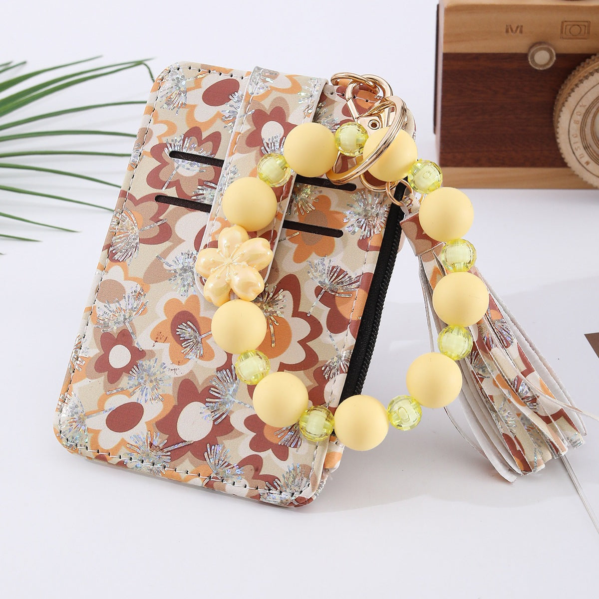 Multi-card Slot Zippered Coin Purse With A Tassel Charm