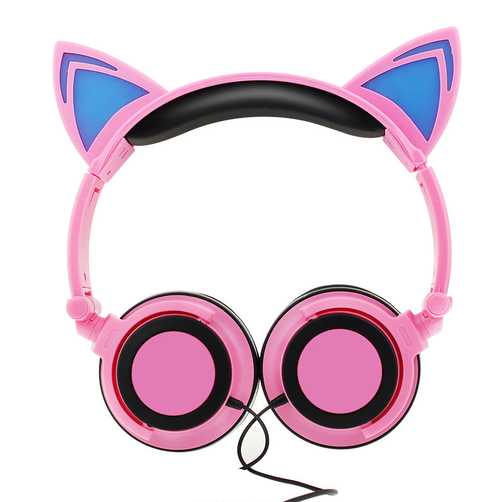 Luxury New Popular Esonstyle Kids Headphones Over Ear with LED Glowing Cat Ears,Safe Wired Kids Headsets 85dB Volume Limited, Food Grade Silicone, 3.5mm Aux Jack, Cat-Inspired Purple Headphones for Girls and Kids