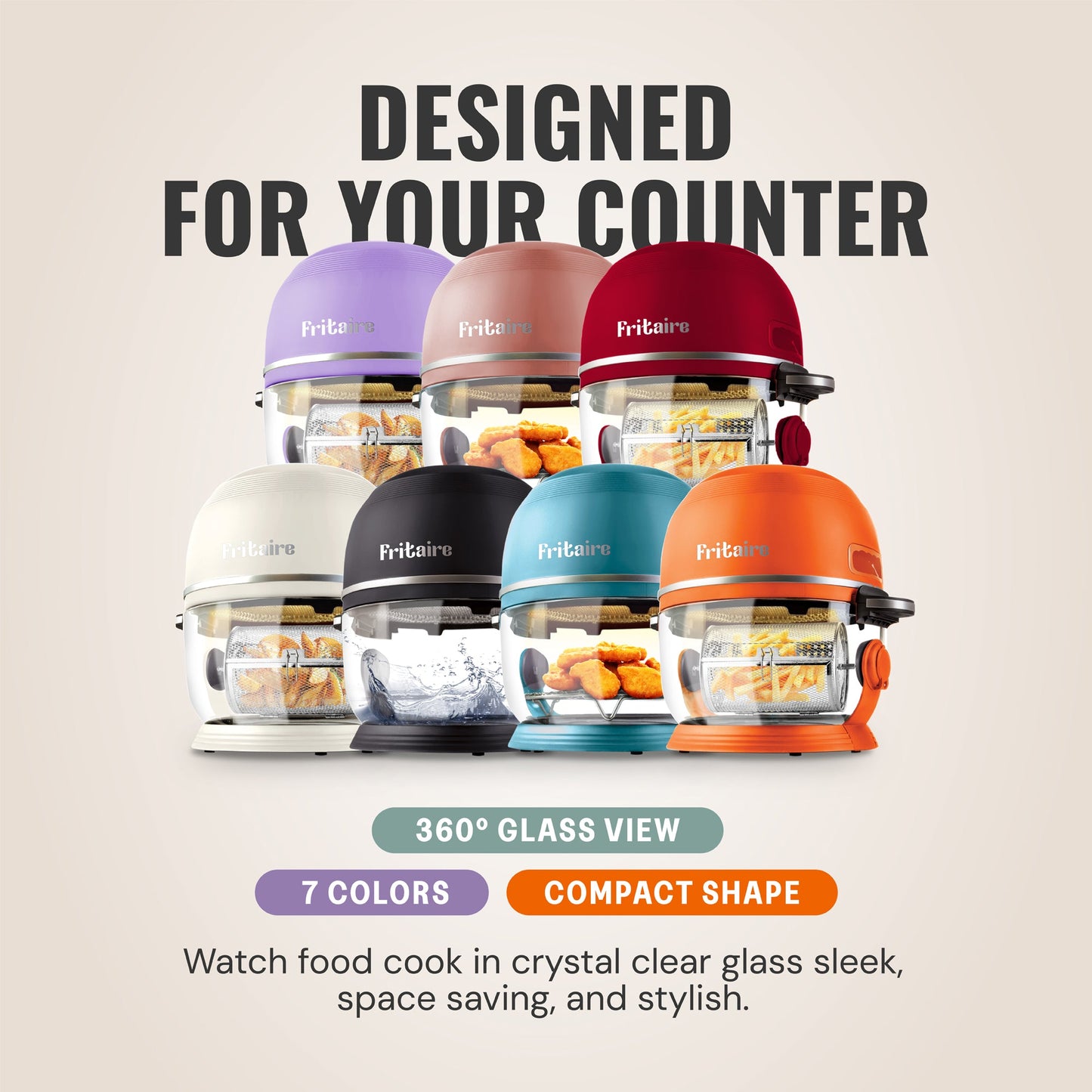 Fritaire Self-Cleaning Air Fryer™ | Non-Toxic 9-in-1 Glass Bowl | Lavender