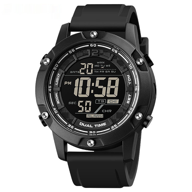 Mens Sports Electronic Silicone Strap Watch A Multifunctional