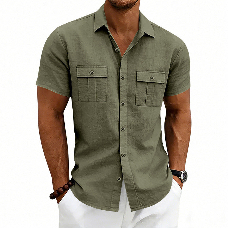 American-style Casual Loose-fit T-shirt With Two Pockets
