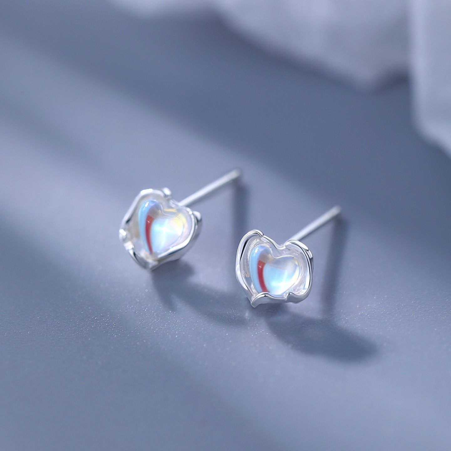 Moonstone Heart-shaped Earrings Niche And Design-focused For Women
