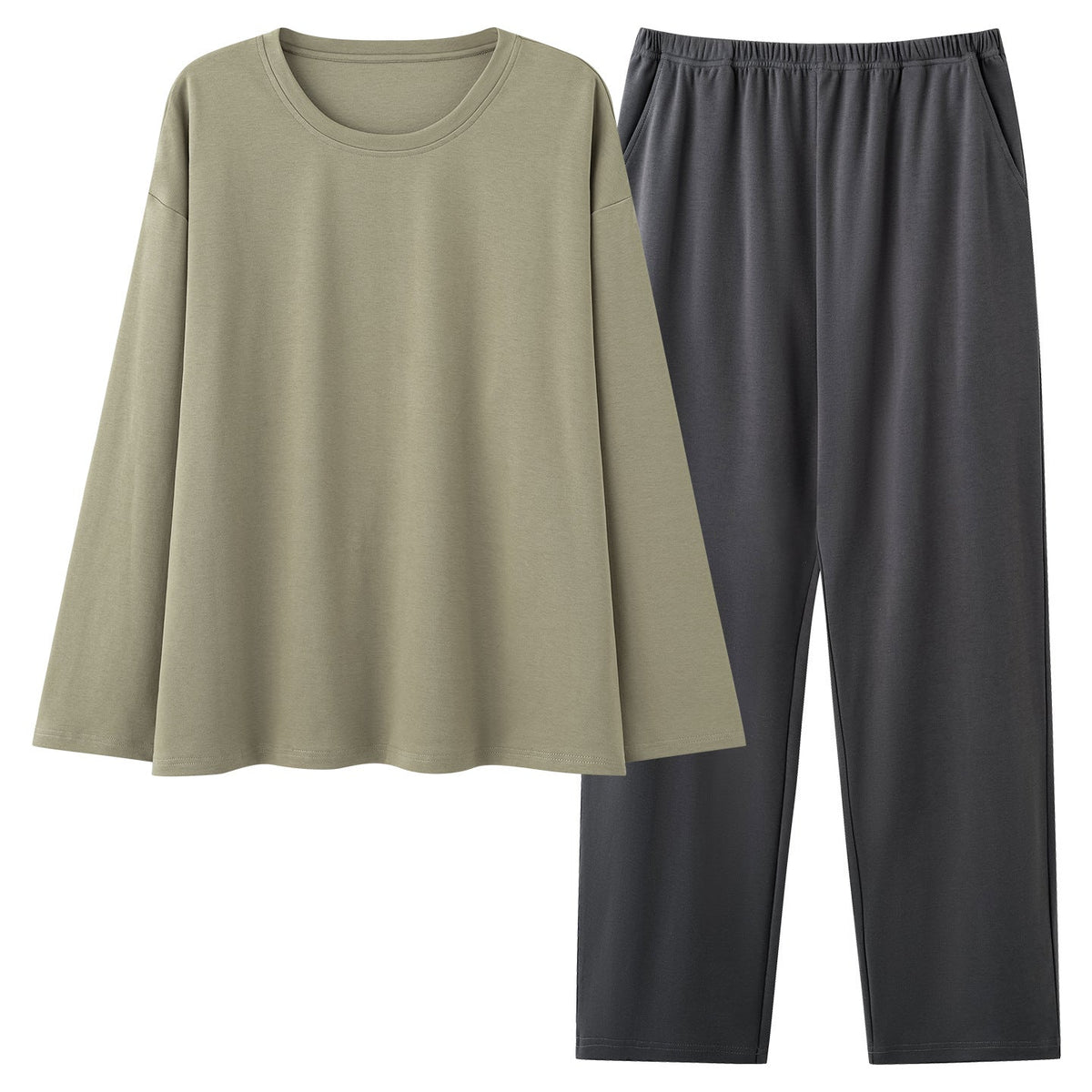 Mens 100 Cotton Pajama Set With Long-sleeve Top And Long Pants