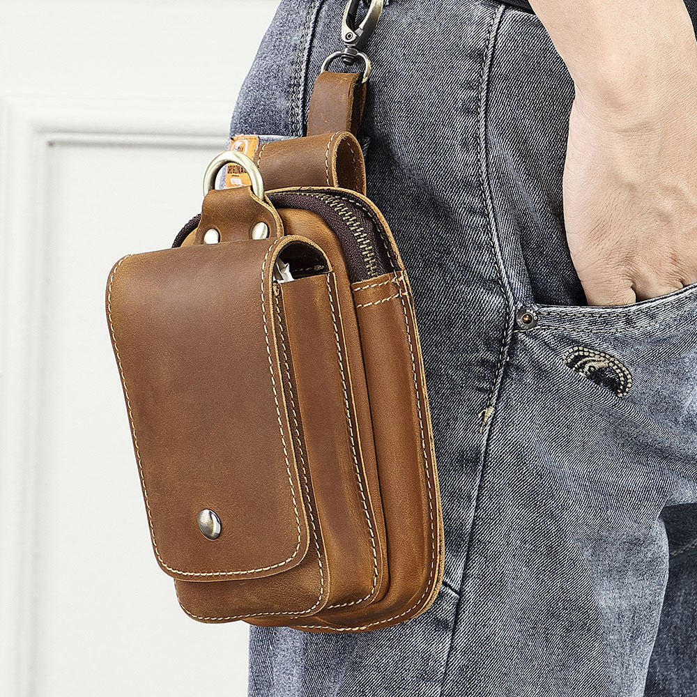 Genuine Leather Mens Cowhide Durable Work Belt-Powered Bag