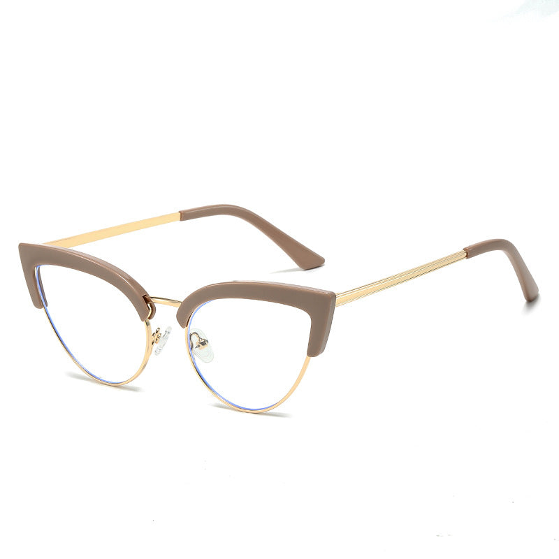 Stylish Large Frame Metal Lower Half Metal Plain Glasses