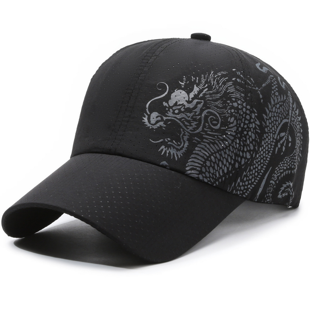 Men's And Women's Matching Mesh Dragon Pattern Printed Quick-Dry Breathable Fashion Trend Baseball Cap For Summer Outings, Parties, Outdoor Activities